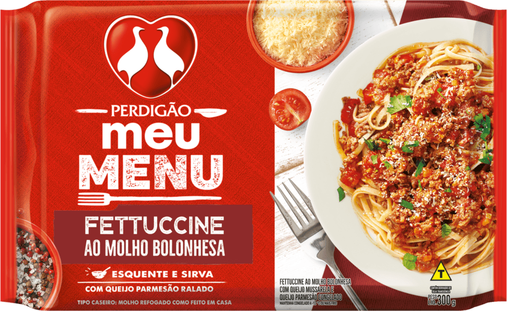 Fettuccine Ao Molho Bolonhesa Com Queijo Parmesão Ralado Perdigão Meu Menu Pacote 300G