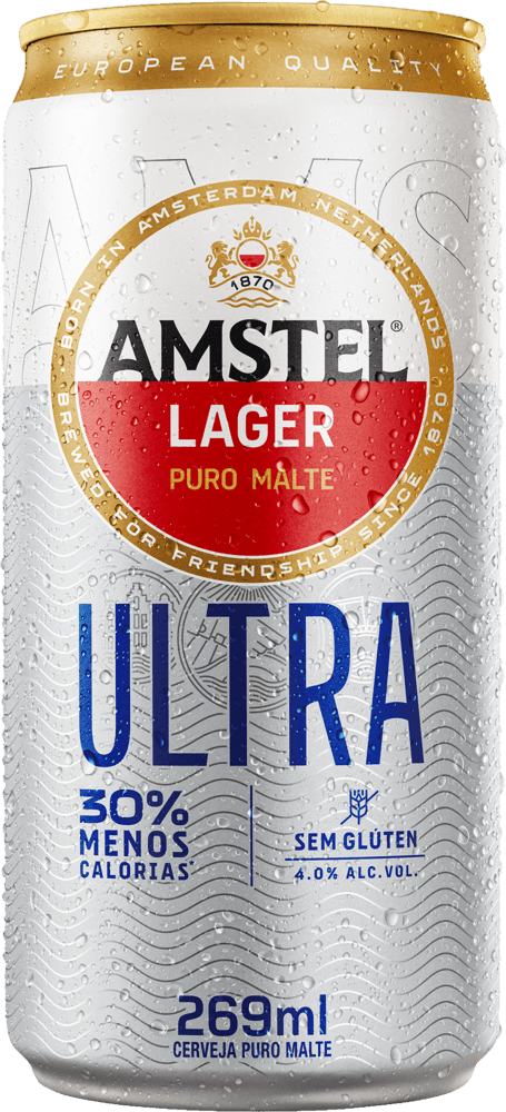 Cerveja Lager Puro Malte sem Glúten Amstel Ultra Lata 269ml