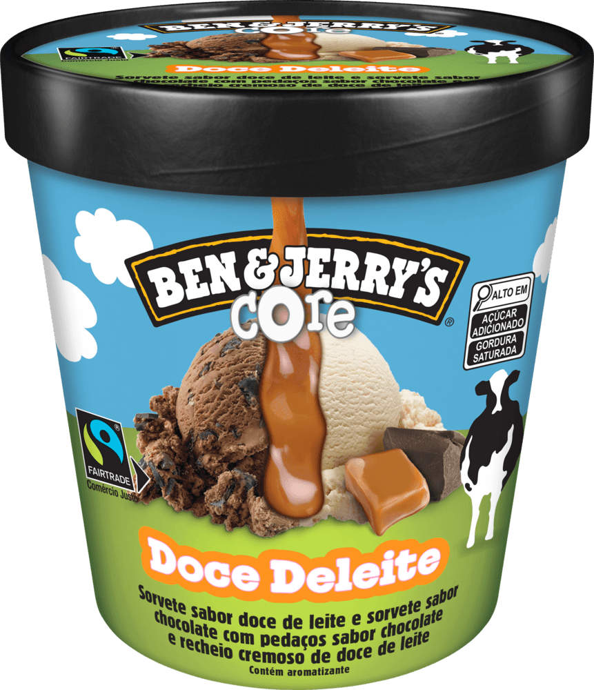 Sorvete Doce de Leite e Chocolate com Pedaços de Chocolate e Recheio Cremoso de Doce de Leite Ben & Jerry's Core Pote 458ml