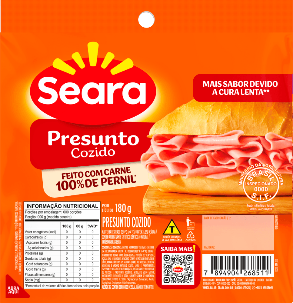 Presunto fatiado Seara 180g