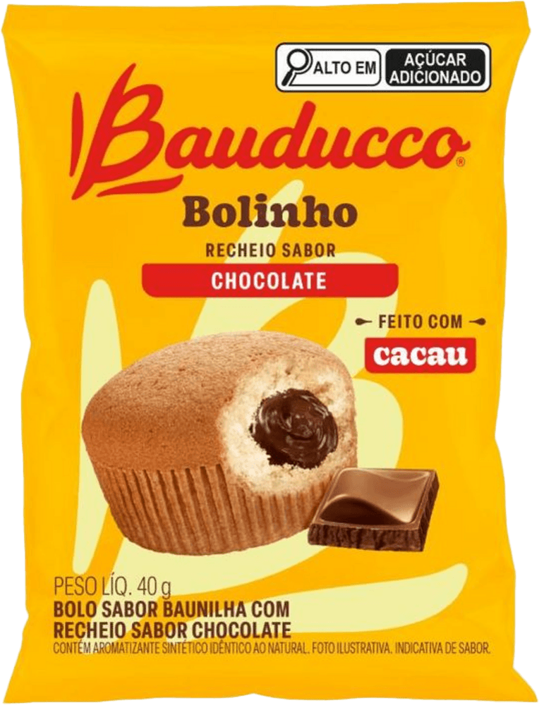 Bolinho Baunilha Recheio Chocolate Bauducco Pacote 40g
