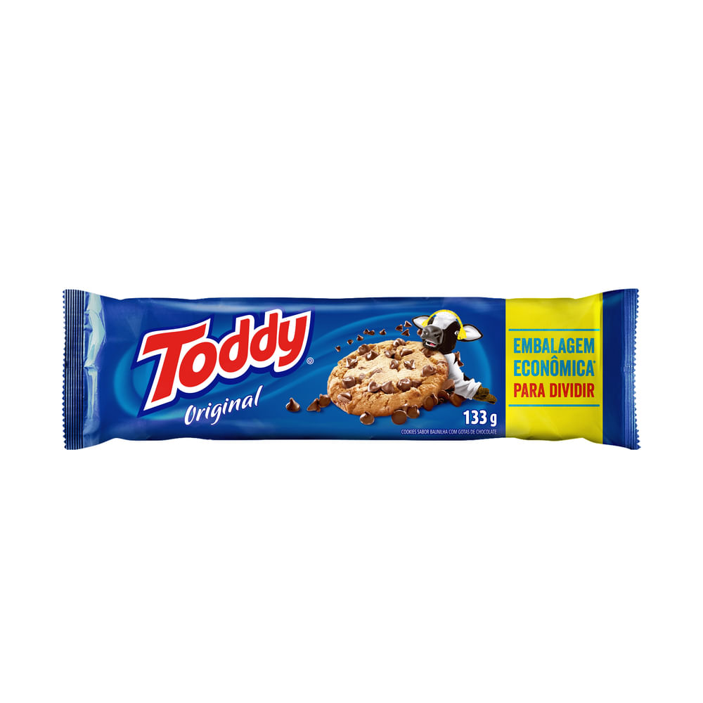 Biscoito Cookie Original Baunilha com Gotas de Chocolate Toddy Pacote 133g Embalagem Econômica
