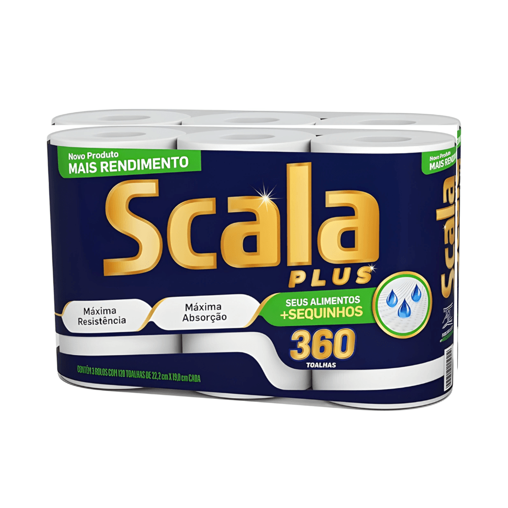 Toalha de Papel Folha Dupla Scala Plus Mega 360 Folhas