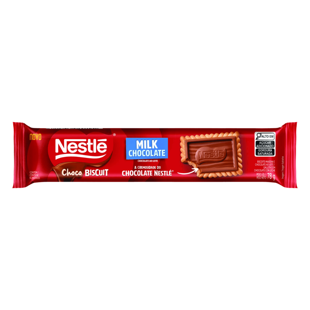 Biscoito com Chocolate Chocobiscuit NESTLÉ Ao Leite 78g