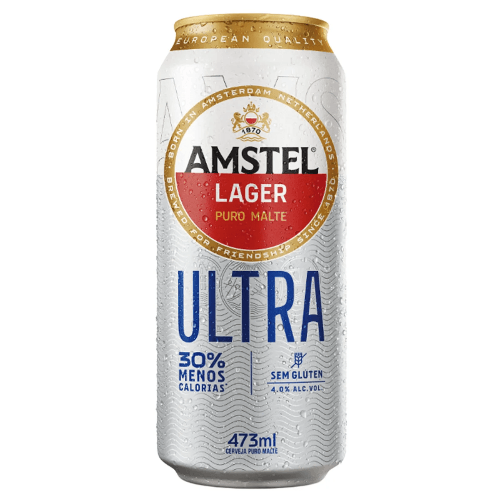 Cerveja Lager Puro Malte Amstel Ultra Sem Glúten 473ml