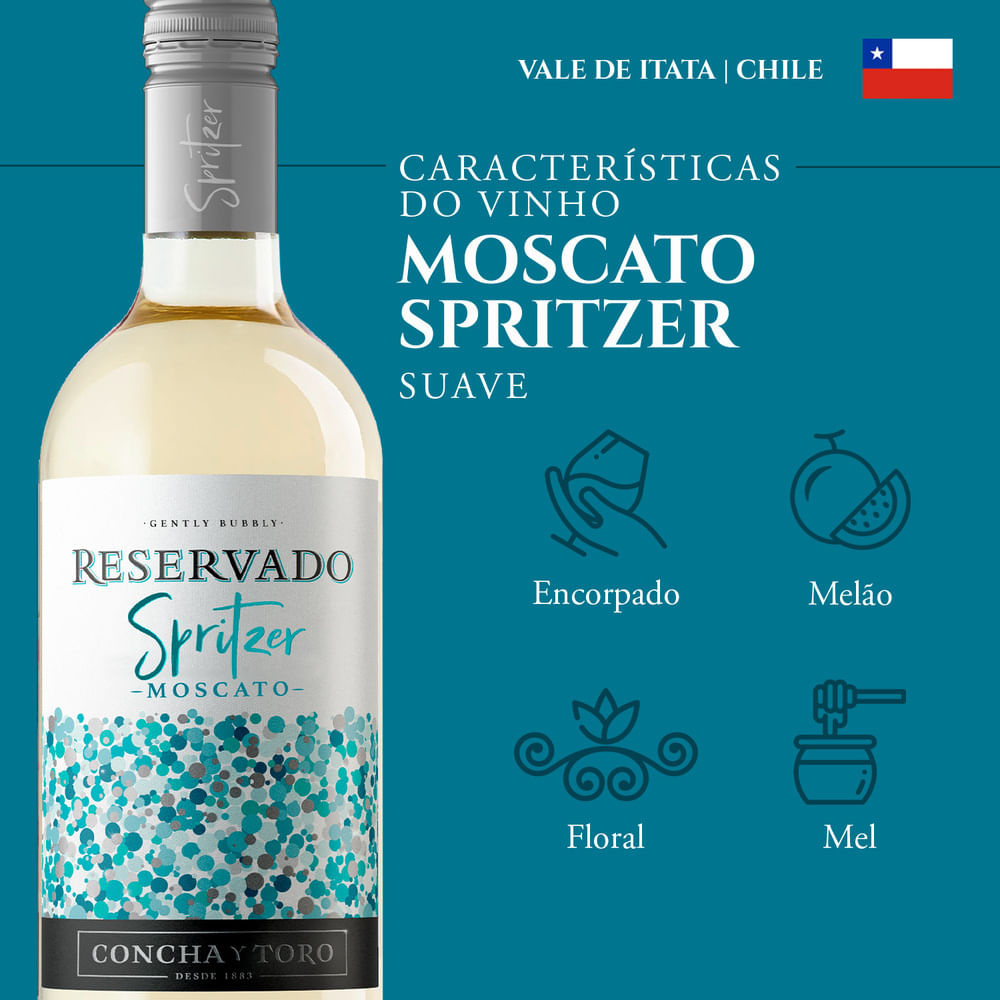 Concha y Toro Vinho Branco Chileno Suave Reservado Spritzer Moscato - 750 ml