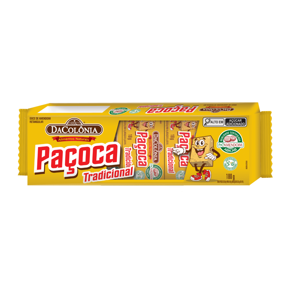 Paçoca Retangular Dacolonia Amendoim Tradicional 180g