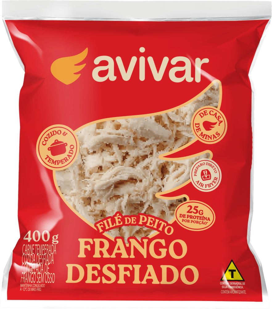 Filé de Peito Congelado Desfiado Temperado Cozido Avivar 400g