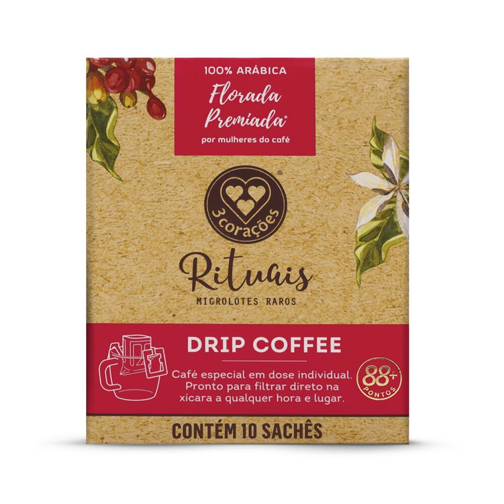 Café 3 Corações Rituais Florada Premiada 10 Sachês Drip Coffee