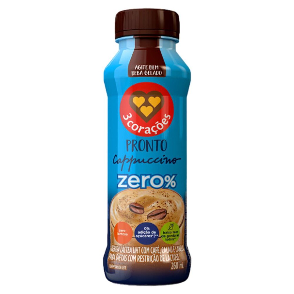 Bebida Láctea Cappuccino Zero% 3 Corações 260ml