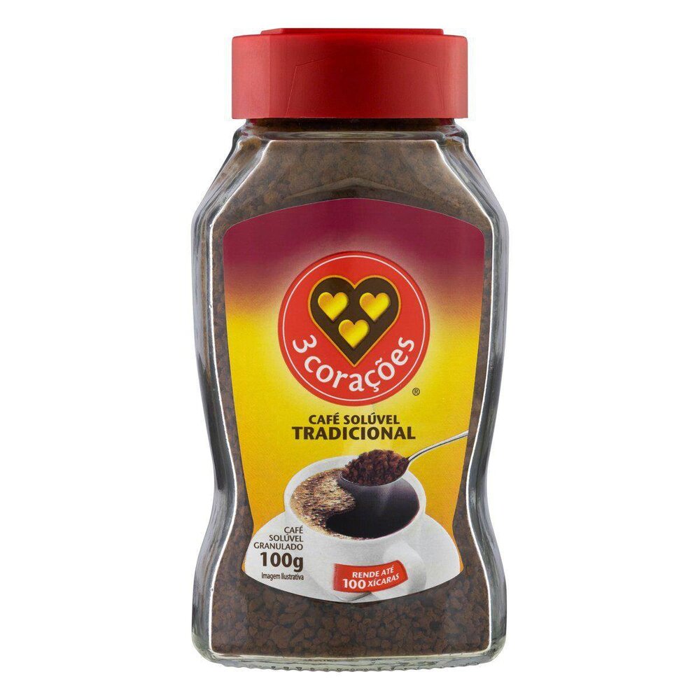 Café Solúvel Tradicional 3 Corações Vidro 100g