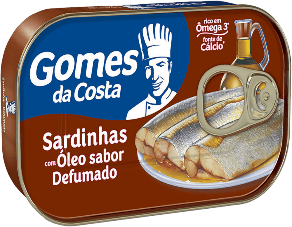 Sardinha ao Próprio Suco com Óleo Comestível Defumado Gomes da Costa Lata Peso Líquido 125g Peso Drenado 75g