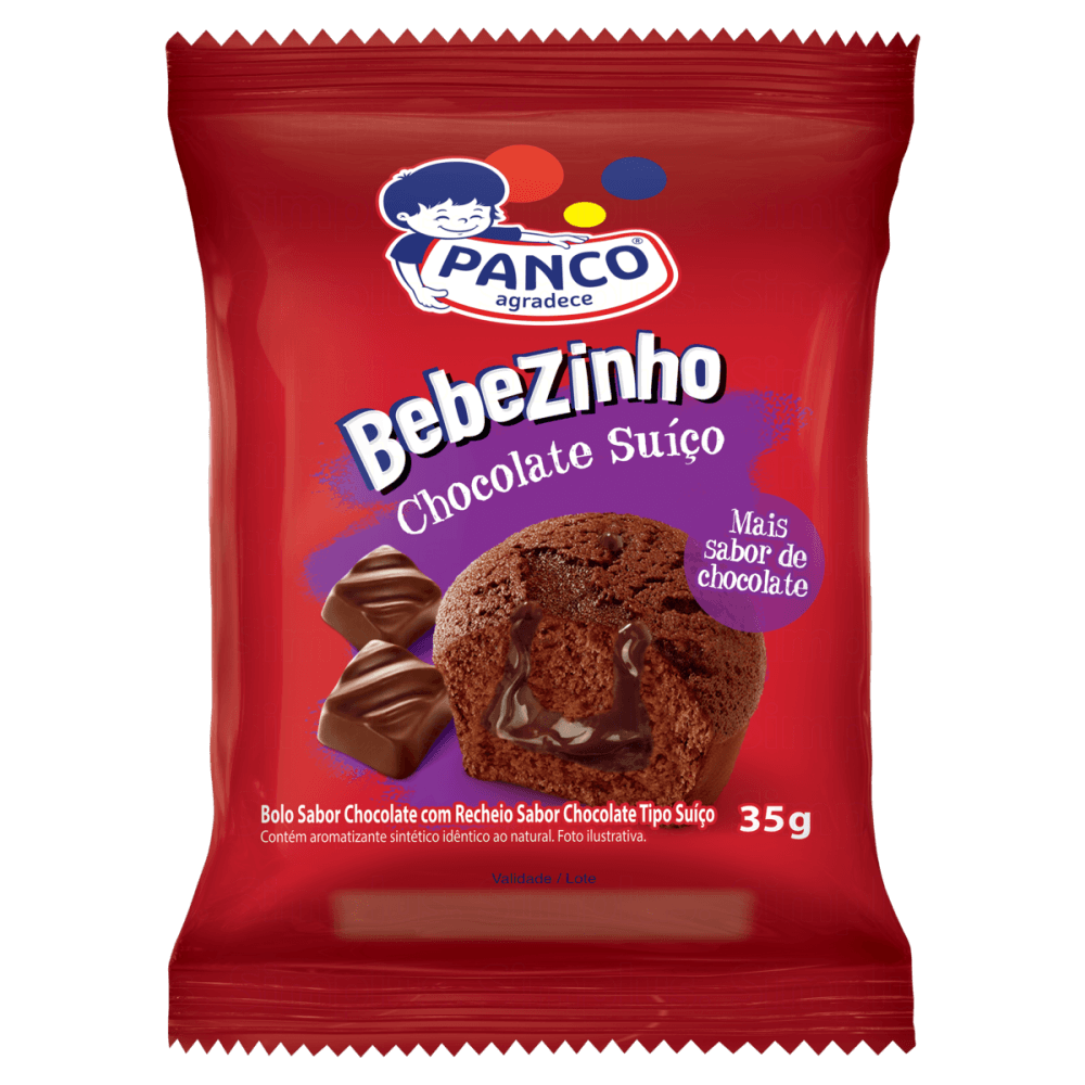 Bolo Chocolate com Recheio Chocolate Suíço Panco Bebezinho Pacote 35g