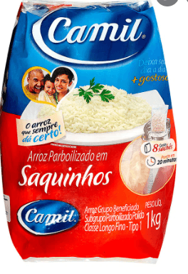 Arroz Parboilizado Saquinhos Camil Pacote 1Kg