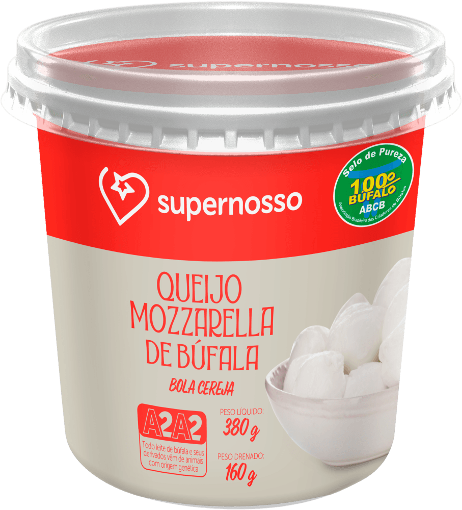 Queijo Bufala Supernosso 160g-Pt Bola Cereja