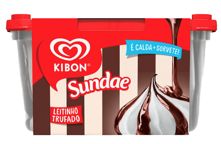 Sorvete Sundae Chocolate com Calda Chocolate Trufado Kibon Pote 1,4l