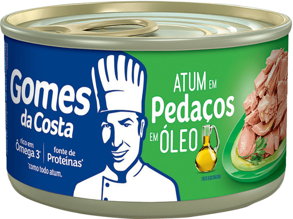 Atum em Pedaços em Óleo Comestível com Caldo Vegetal Gomes da Costa Lata Peso Líquido 170g Peso Drenado 120g