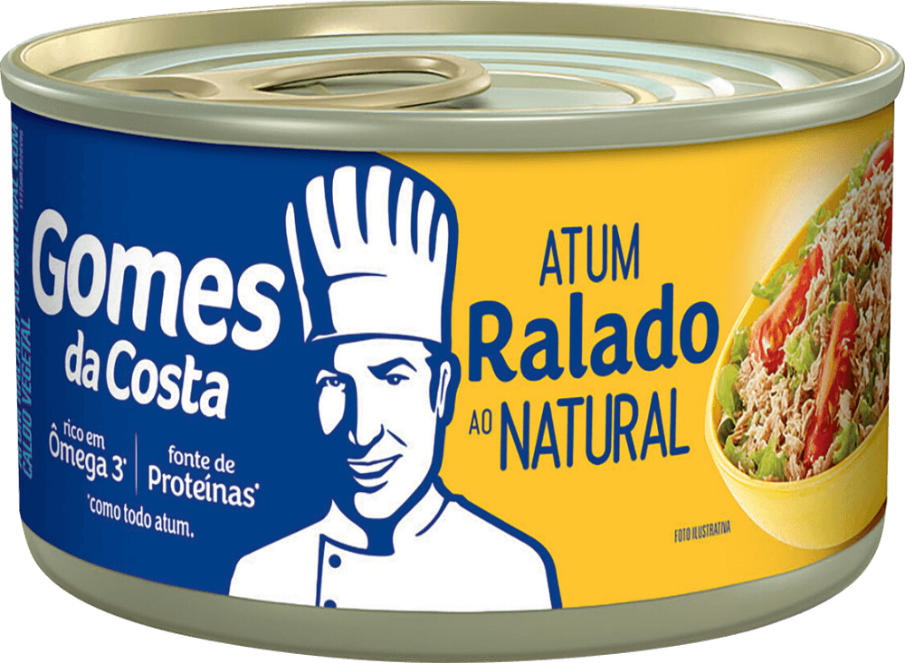 Atum Ralado ao Natural com Caldo Vegetal Gomes da Costa Lata Peso Líquido 170g Peso Drenado 130g