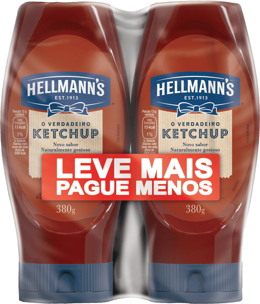 Ketchup Hellmann's Squeeze 2 Unidades 380g Cada Leve Mais Pague Menos