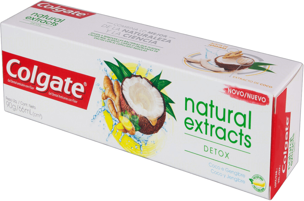 Gel Dental Anticárie com Flúor Coco e Gengibre Colgate Natural Extracts Detox Caixa 90g