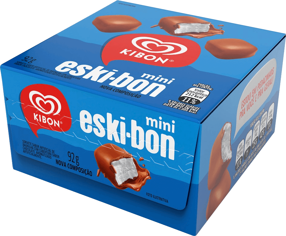 Sorvete Baunilha com Cobertura de Chocolate Kibon Eski-Bon Mini Caixa 92g