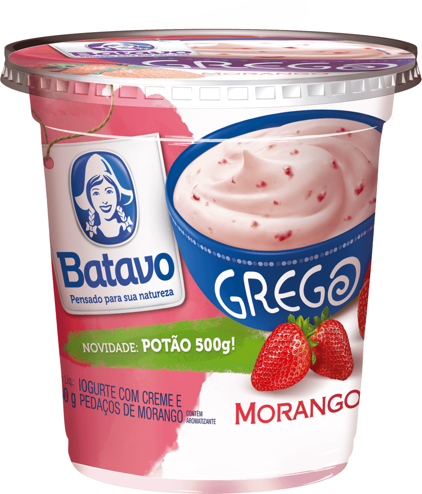 Iogurte Grego com Creme e Preparado de Morango Batavo Pote 450g