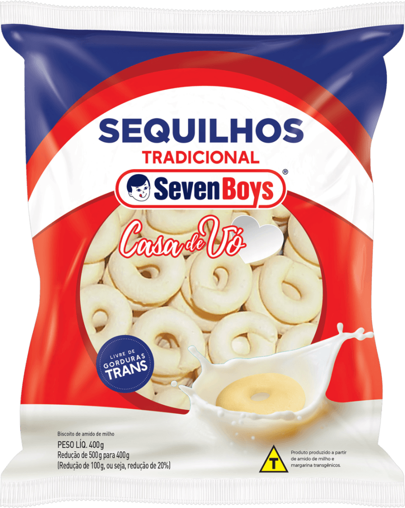 Biscoito de Amido de Milho Sequilho Tradicional Seven Boys Casa de Vó Pacote 400g