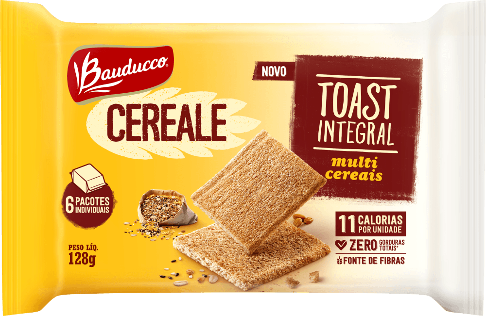 Torrada Multicereais 55% Integral Bauducco Toast Pacote 128g 6 Unidades