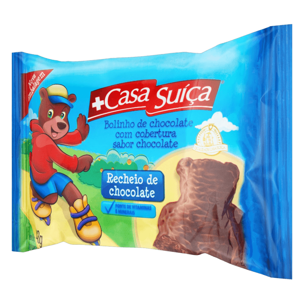 Bolinho Chocolate com Recheio e Cobertura Chocolate Casa Suíça Pacote 43g