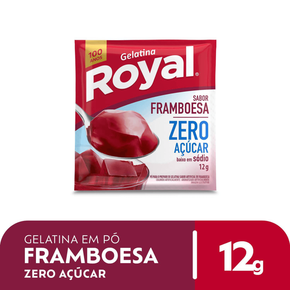 Gelatina em pó Royal zero açúcar framboesa 12g