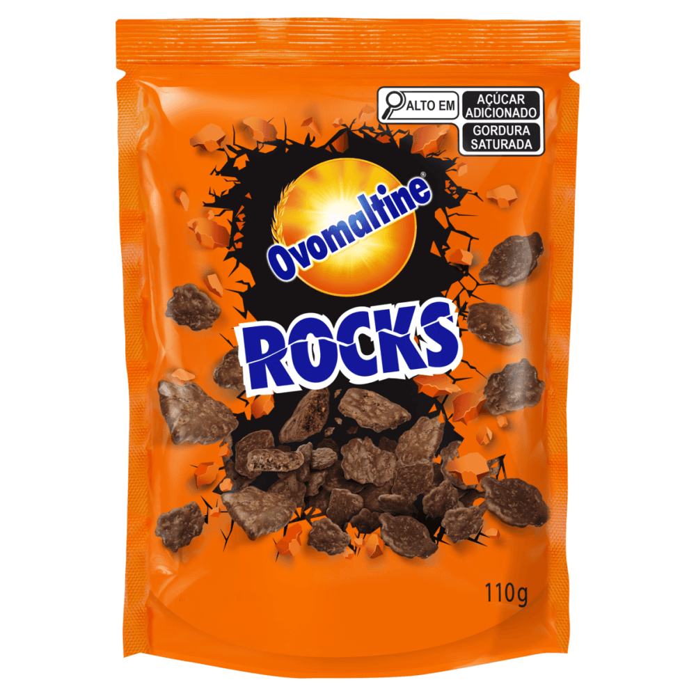 Flocos de Cereais Chocolate Cobertura Chocolate ao Leite Ovomaltine Rocks Sachê 110g