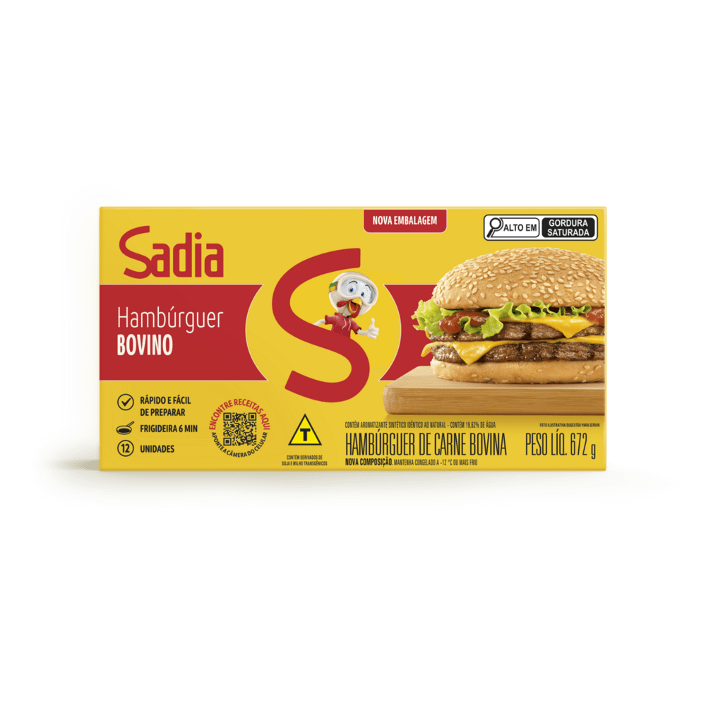 Hambúrguer de carne bovina tradicional Sadia caixa 672g 12 unidades