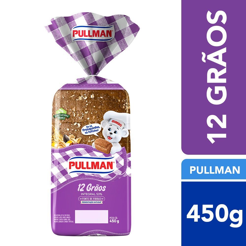 Pão de Forma 12 Grãos 53% Integral Pullman 450g