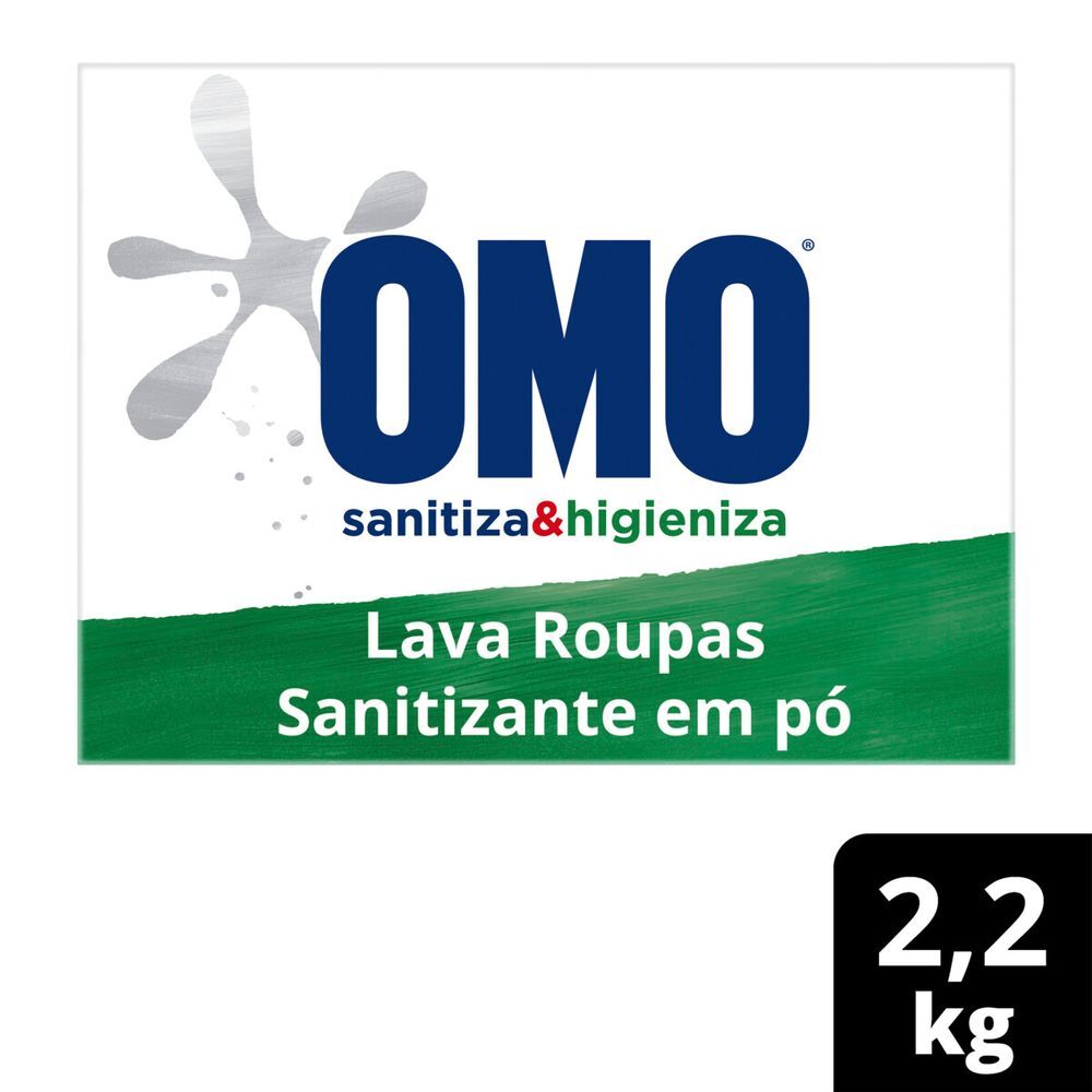 Lava-Roupas em Pó com Ativo Concentrado Omo Lavagem Perfeita Sanitiza & Higieniza Caixa 2,2kg Tamanho Família