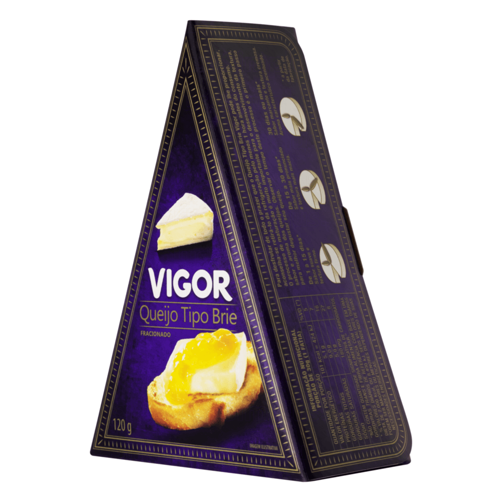 Queijo Brie Vigor Fracionado Pedaço com 120g