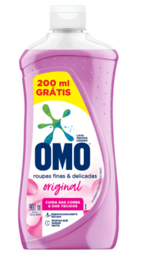 Lava Roupa Líquido Omo Roupas Finas E Delicadas 900ml Grátis 200ml