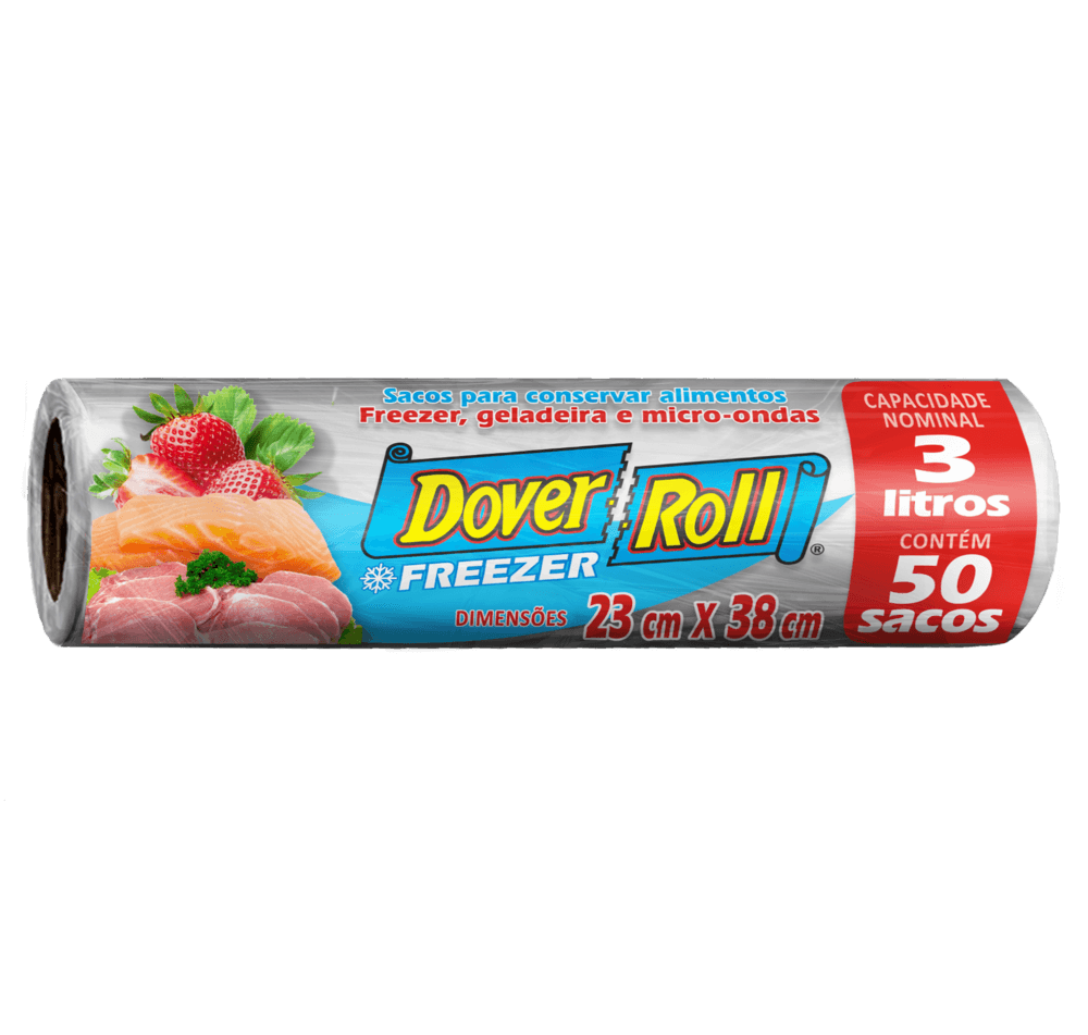 Saco para Freezer, Geladeira e Micro-Ondas 3l Freezer Roll 23cm x 38cm 50 Unidades